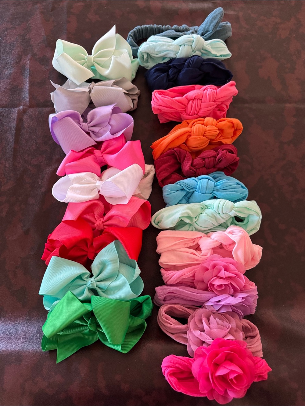 Kids Multi-Color Bow & Flower Headband Set - Soft Stretch Accessories